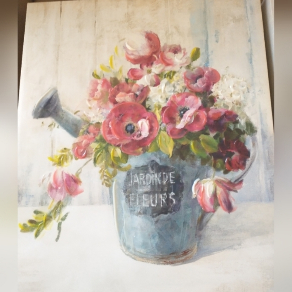 Maison Des Fleurs Cabin & Lodge Floral Wall Art Print on Wrapped Canvas  EUC - Picture 3 of 4